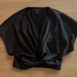 House of Harlow 1960 Black Satin Blouse